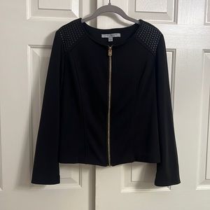 U93- Marc New York Black Knit Long Sleeve Zipper Jacket Blazer Size Large